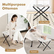 Modern Accent Chair with Folding Footrest and Head Pillow-Beige