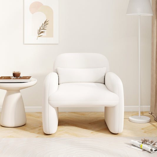 Modern Accent Chair with Waist Pillow and Armrests for Living Room Bedroom