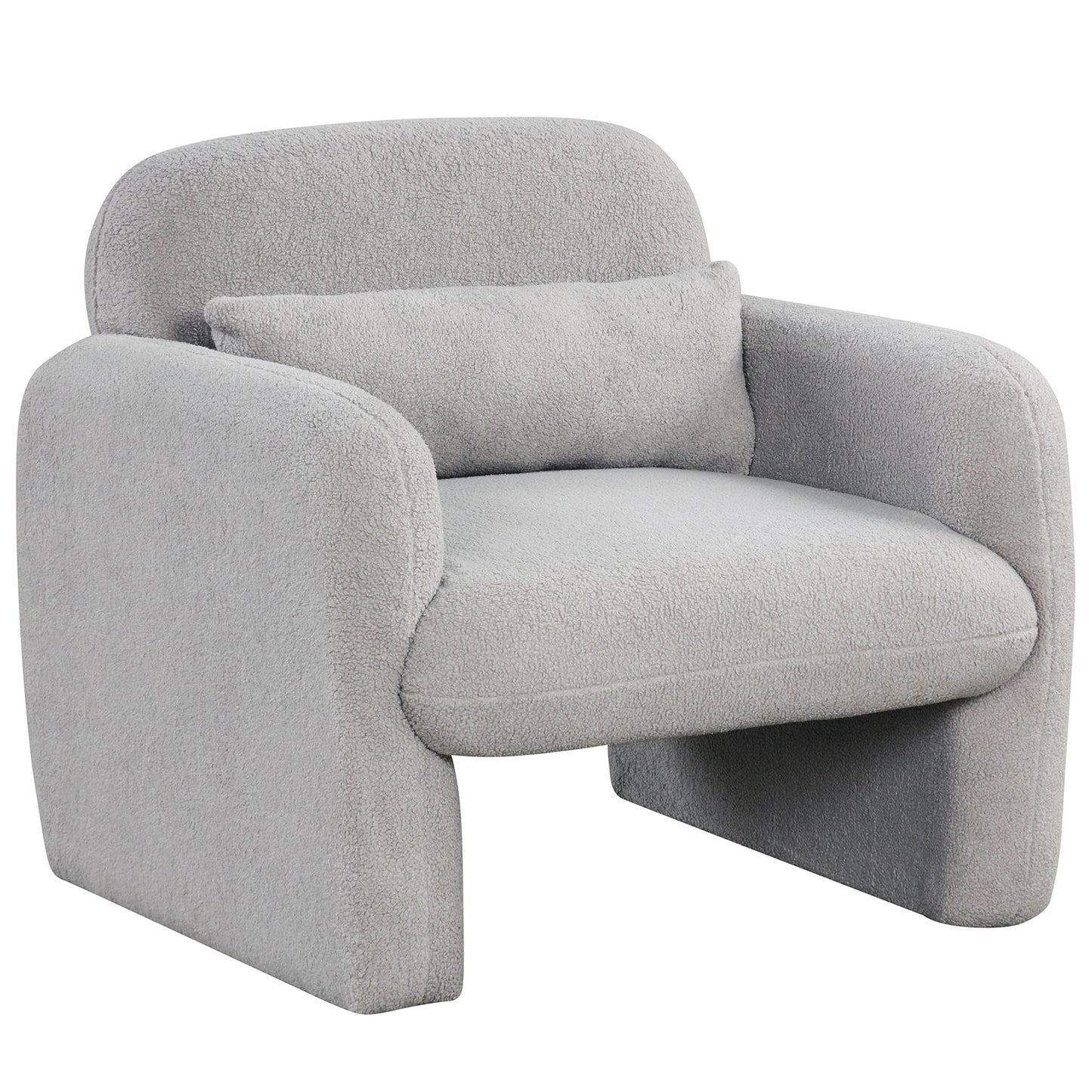Modern Accent Chair with Waist Pillow and Armrests for Living Room Bedroom-Beige - Gray