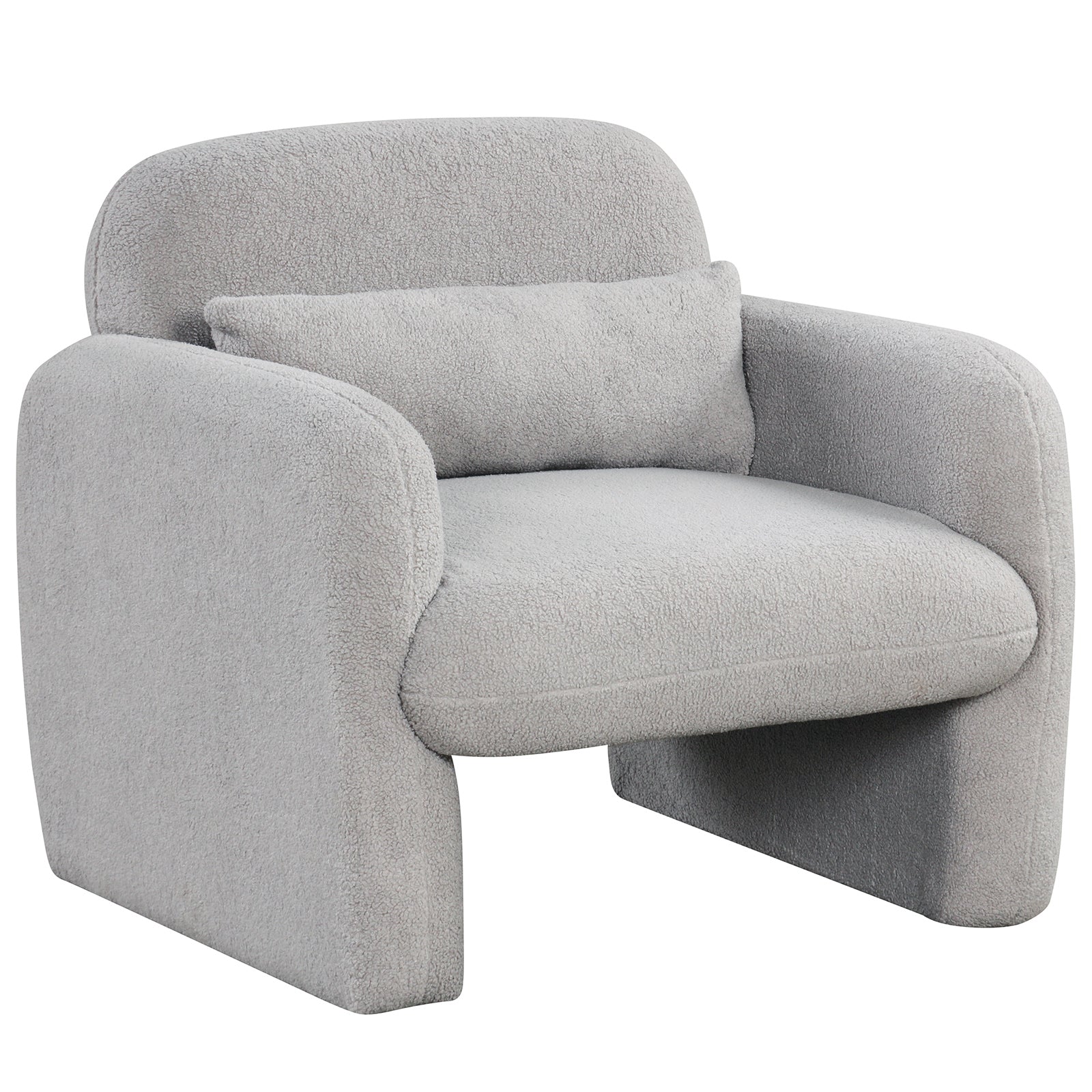 Modern Accent Chair with Waist Pillow and Armrests for Living Room Bedroom-Beige - Gray