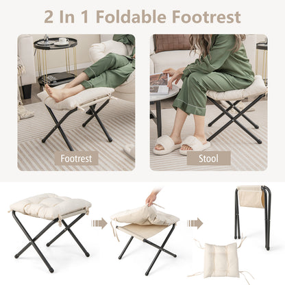 Modern Accent Sofa Chair with Folding Footrest and Side Pocket