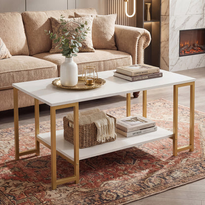 Modern Accent Table with Open Storage Shelf for Apartment and Lounge