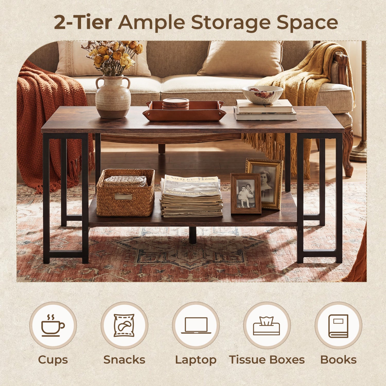 Modern Accent Table with Open Storage Shelf for Apartment and Lounge