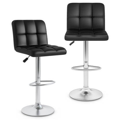 Modern Bat Stools Set of 2 with Back and Heavy-duty Metal Base and Footrest-Black