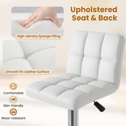 Modern Bat Stools Set of 2 with Back and Heavy-duty Metal Base and Footrest-White