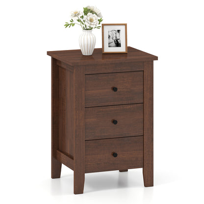 Nightstand End Beside Table Drawers Modern Storage Bedroom Furniture-White - Walnut
