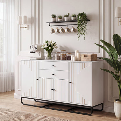 Modern Buffet Sideboard Cabinet with 2 Drawers & Adjustable Shelves