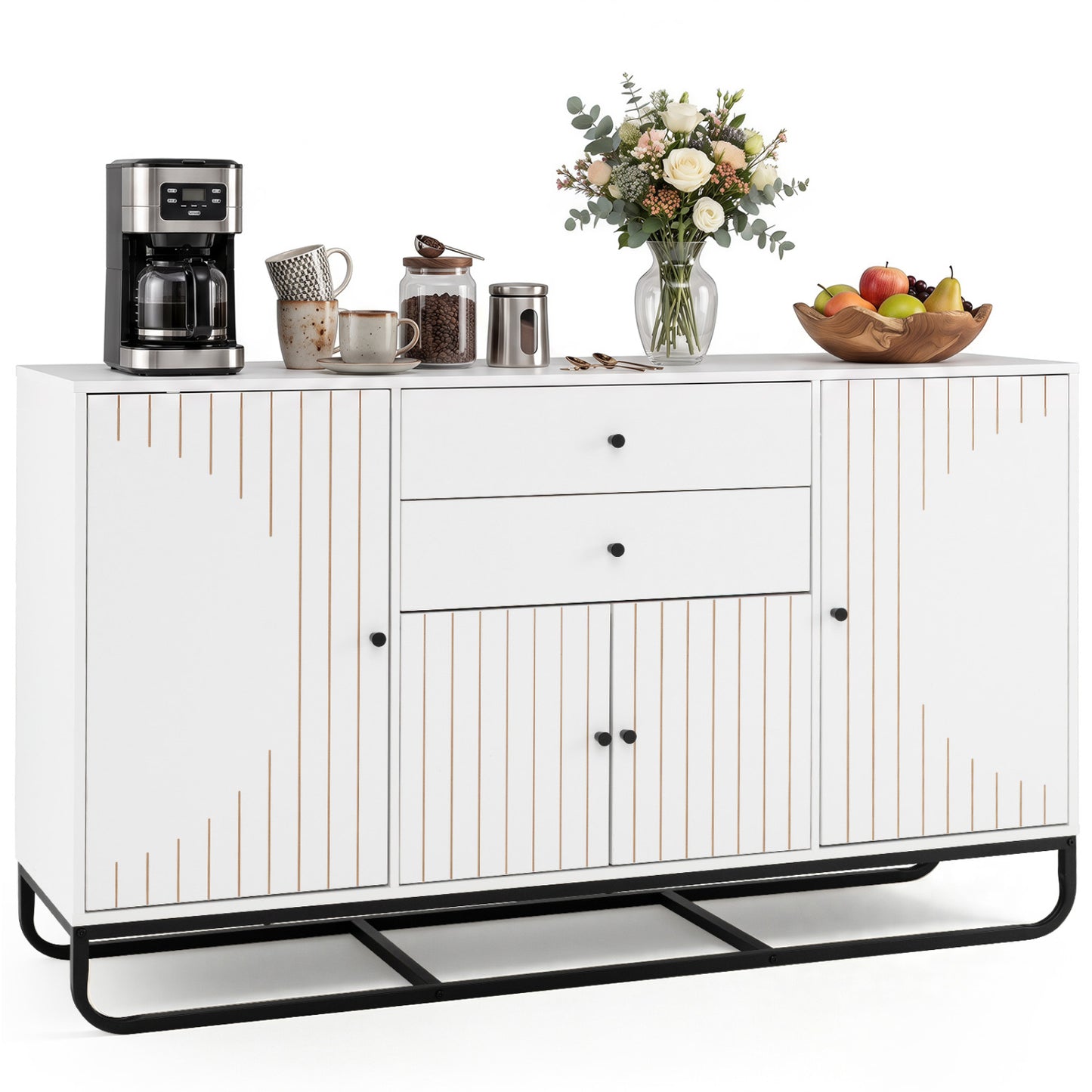Modern Buffet Sideboard Cabinet with 2 Drawers & Adjustable Shelves