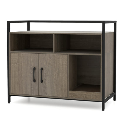 Hidden Cat Washroom with Double Doors and Scratch Cardboard-White - Oak