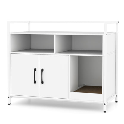 Hidden Cat Washroom with Double Doors and Scratch Cardboard-White - Off White