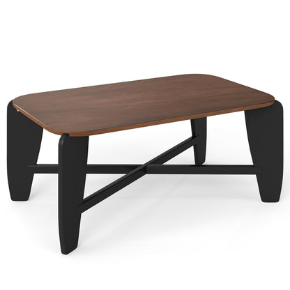 Rectangular Coffee Table with Rubber Wood Cross-Leg Base