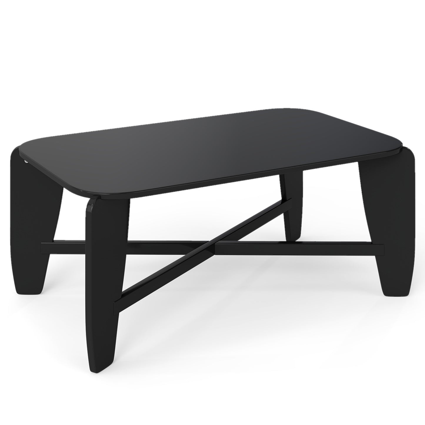 Rectangular Coffee Table with Rubber Wood Cross-Leg Base