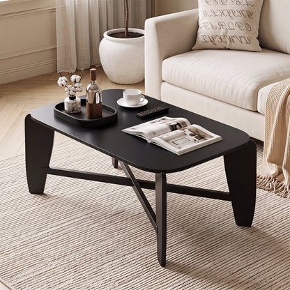 Rectangular Coffee Table with Rubber Wood Cross-Leg Base