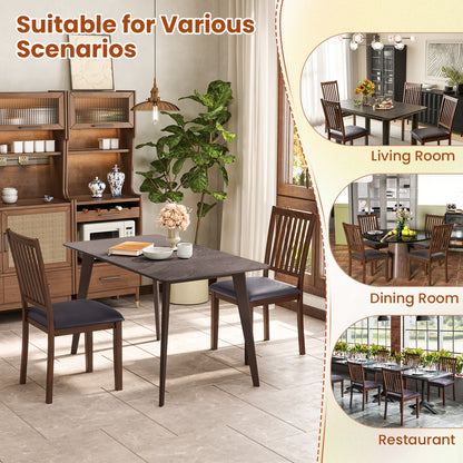 Upholstered Modern Dining Chair Set of 2 with Slanted High Backrest-Brown