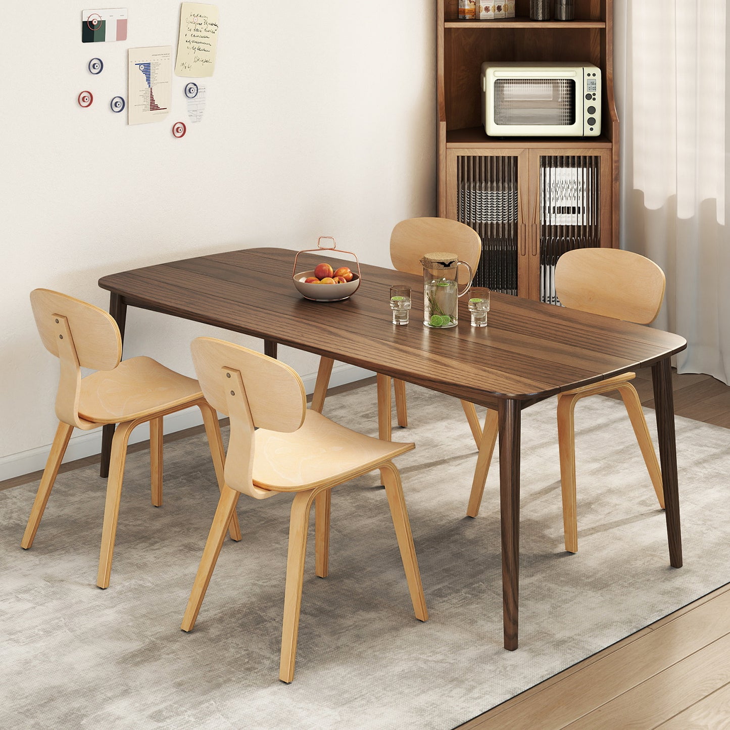 Modern Dining Chair Set of 2 with Wide Seat-Natural