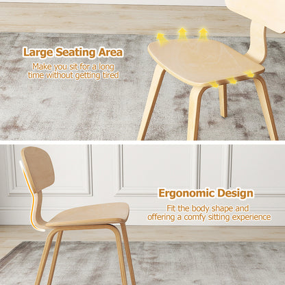 Modern Dining Chair Set of 2 with Wide Seat-Natural