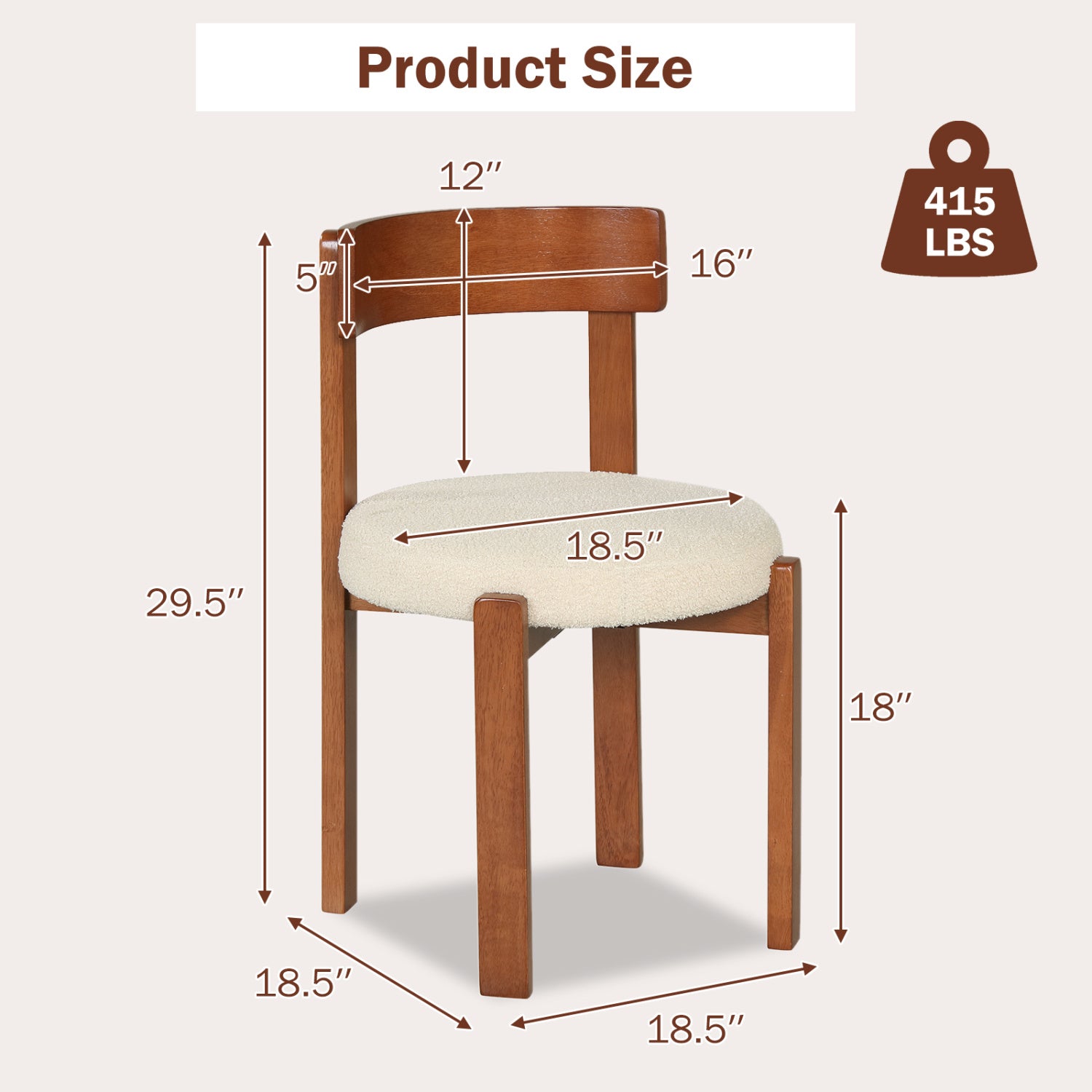 Modern Dining Chairs Set of 2 with Solid Rubber Wood Legs
