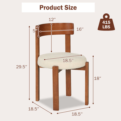 Modern Dining Chairs Set of 2 with Solid Rubber Wood Legs