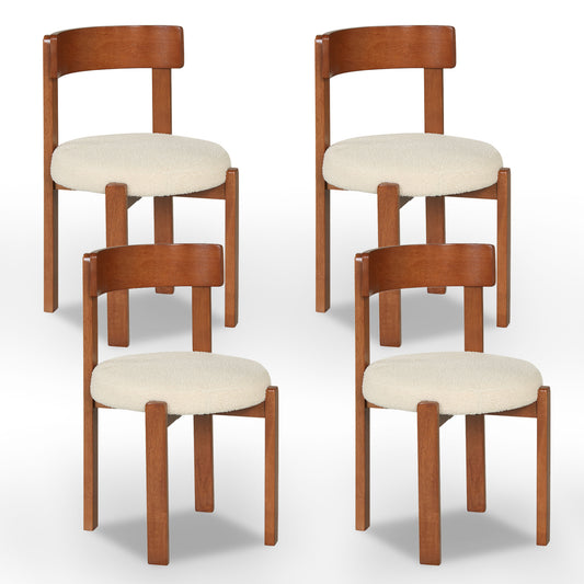Modern Dining Chairs Set of 4 with Solid Rubber Wood Legs