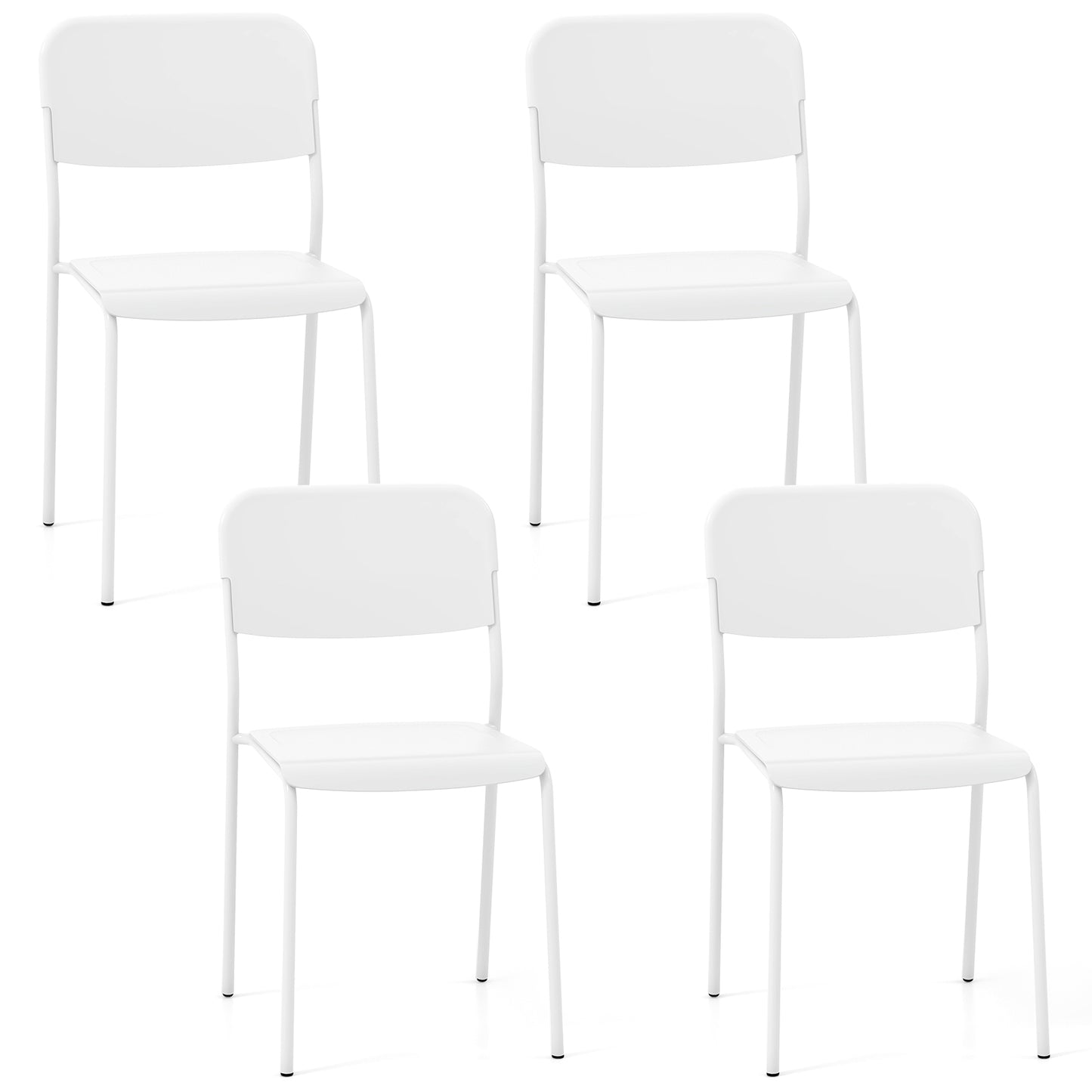 Modern Dining Chairs Set of 4 with Tilted Backrest and Sturdy Metal Legs