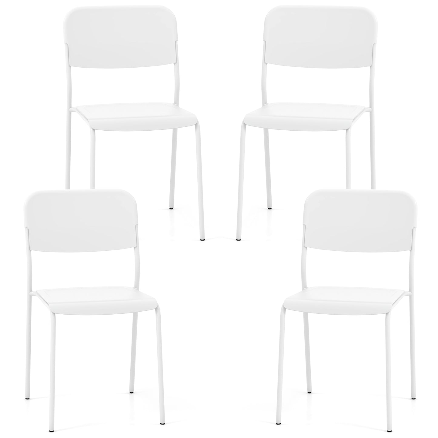 Modern Dining Chairs Set of 4 with Tilted Backrest and Sturdy Metal Legs