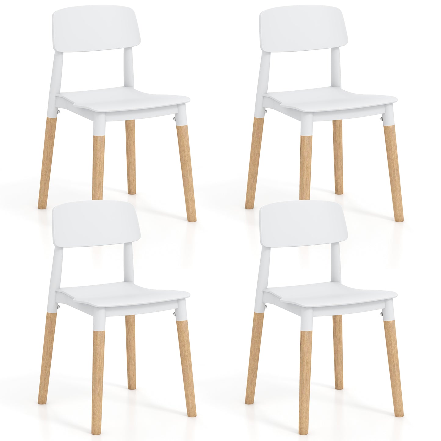 Modern Dining Side Chairs Set of 4 with Ergonomic Backrest for Dining Room-White - White