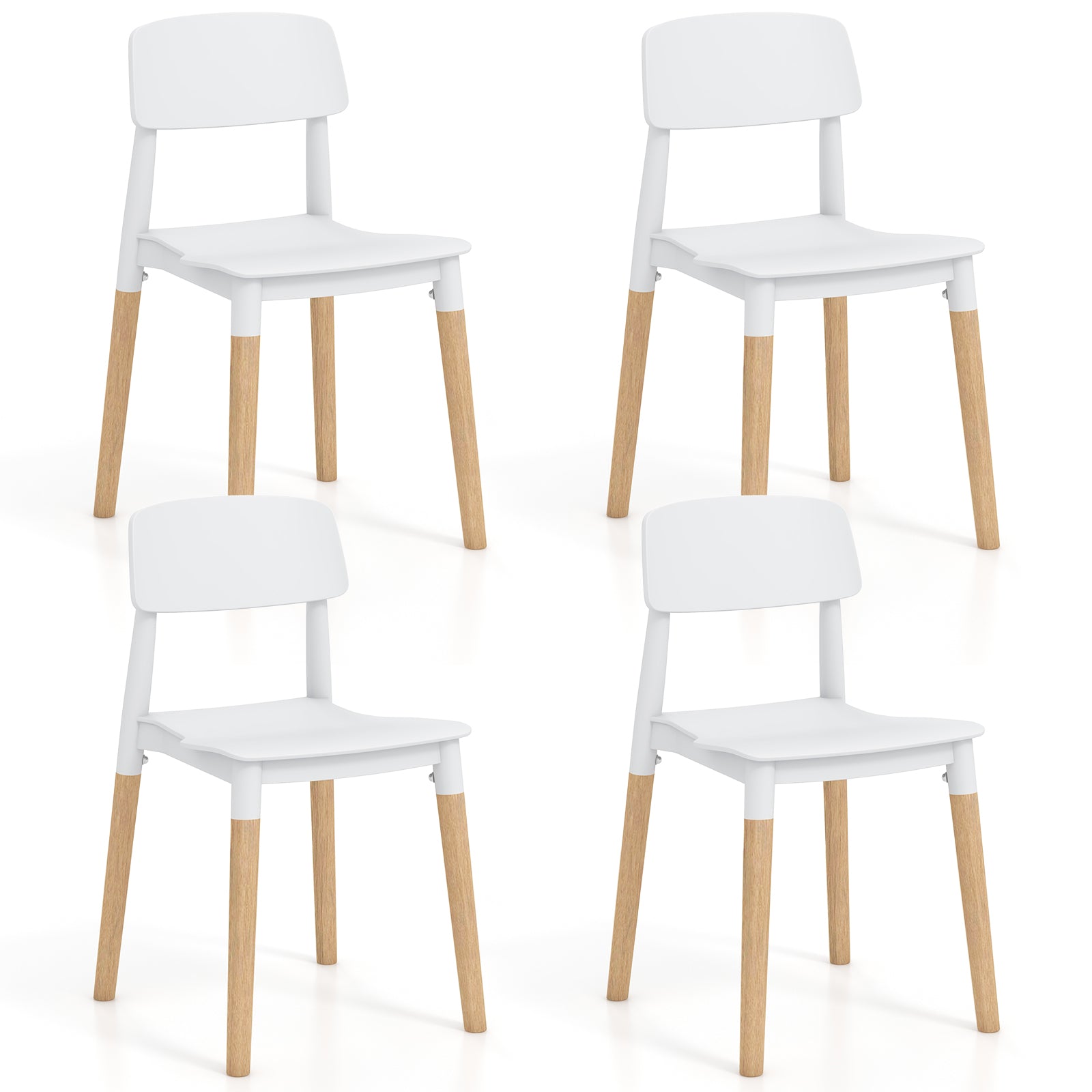 Modern Dining Side Chairs Set of 4 with Ergonomic Backrest for Dining Room-White - White
