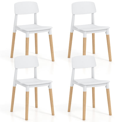 Modern Dining Side Chairs Set of 4 with Ergonomic Backrest for Dining Room-White - White