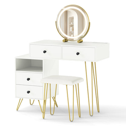 Modern Dressing Table with Storage Cabinet-White - Off White