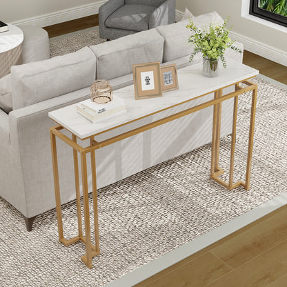 Modern Entryway Table with Gold Heavy-duty Metal Frame and Anti-toppling Kit for Living Room