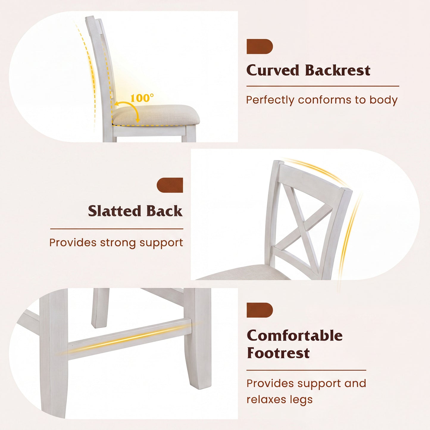 Counter Height Bar Stools with Cushion and Footrest