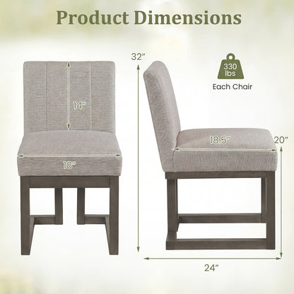 Modern Farmhouse Fabric Dining Chairs Set of 2 with 5.5" Thickened Padded Seat