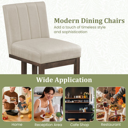 Modern Farmhouse Fabric Dining Chairs Set of 2 with 5.5" Thickened Padded Seat