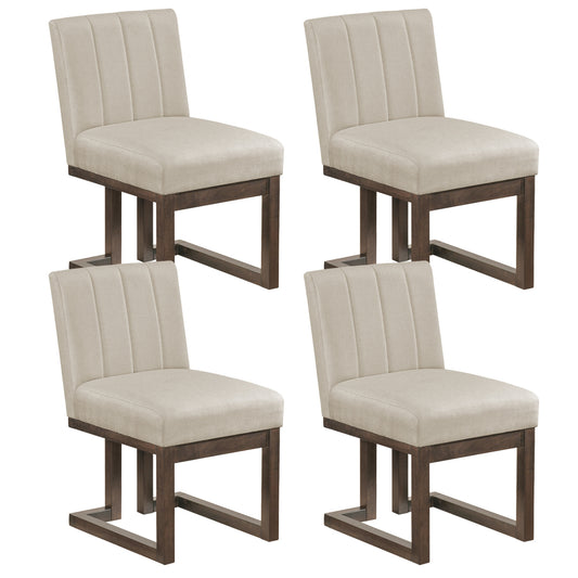 Modern Farmhouse Fabric Dining Chairs Set of 4 with 5.5" Thickened Padded Seat