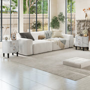 2-Drawer Nightstand Modern Faux Marble Bedside Table with Storage-White