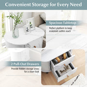 2-Drawer Nightstand Modern Faux Marble Bedside Table with Storage-White