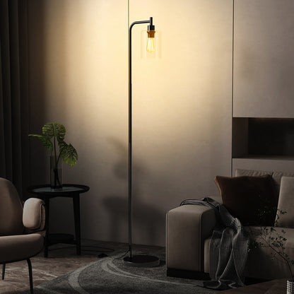 Modern Floor Lamp with Hanging Glass Lampshade and Foot Switch