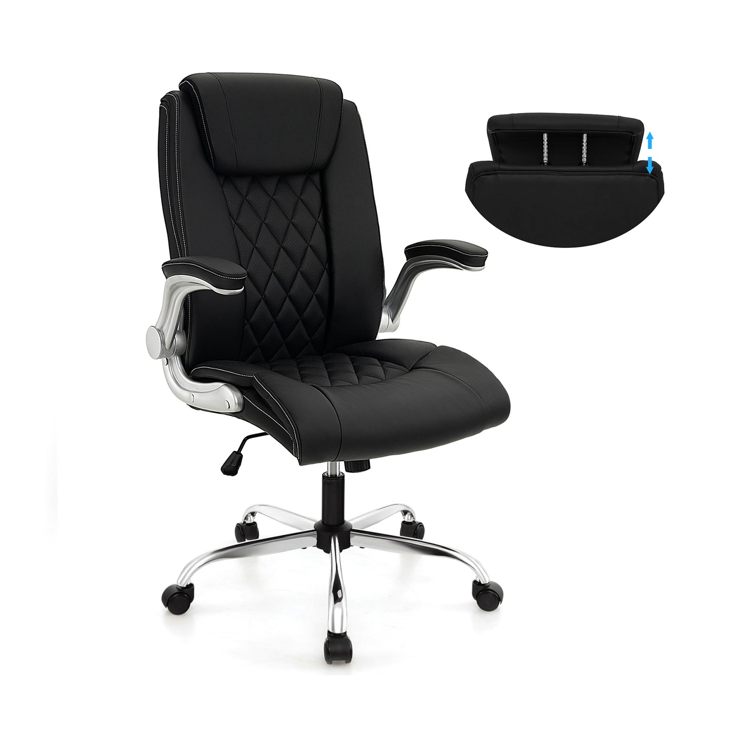 Executive Office Chair with Adjustable Headrest and Rocking