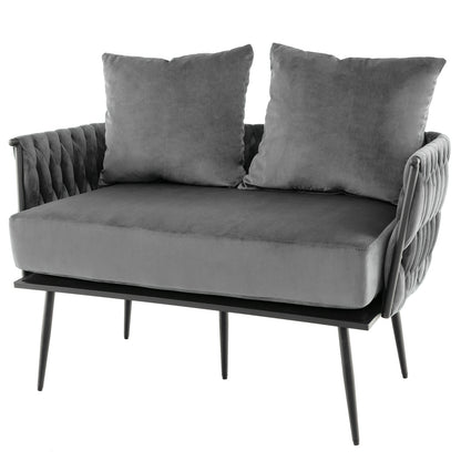 Modern Loveseat Sofa Upholstered Dutch Velvet Sofa Couch