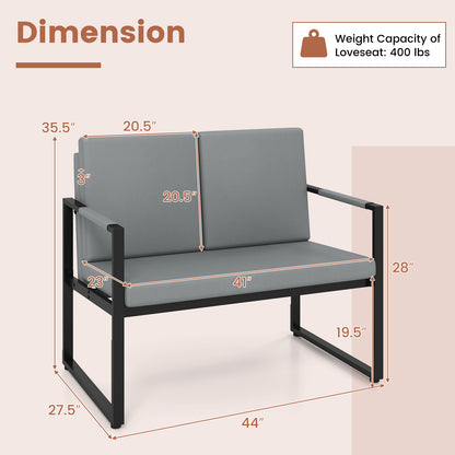 Modern Loveseat Sofa 2 Seater Small Couch-Gray