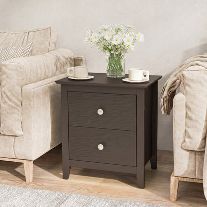 Modern Nightstand with 2 Drawers for Small Spaces-Brown