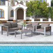 Patio Furniture Aluminum Armchair with Thick Back and Seat Cushion