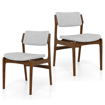 Modern Padded Dining Chairs with Rubber Wood Legs Set of 2-Brown