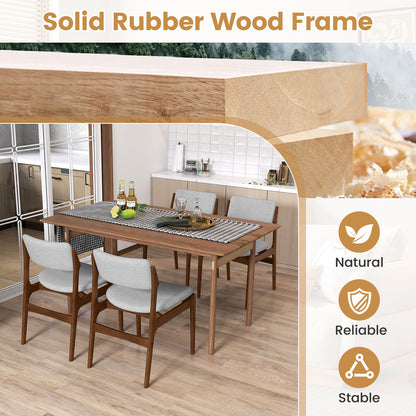Modern Padded Dining Chairs with Rubber Wood Legs Set of 4-Brown
