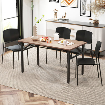 Modern Plastic Dining Chair Set of 2 with Metal Legs and Curved Back-Black