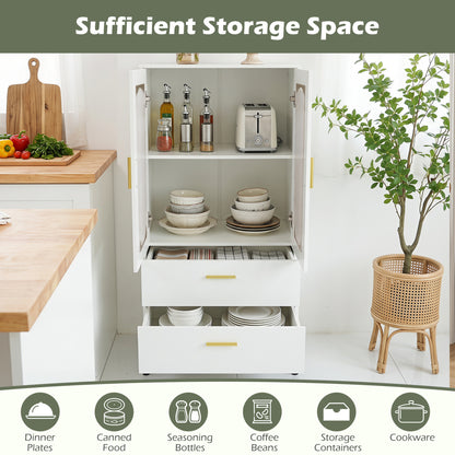 Modern Sideboard Buffet Cabinet with Fluted Doors