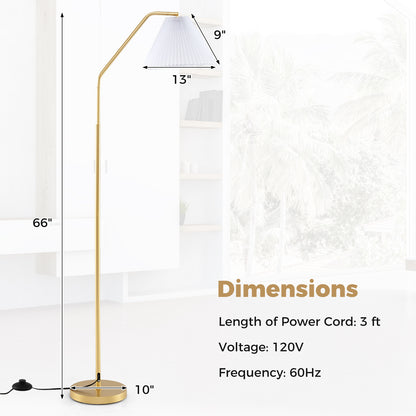 Modern Standing Lamp with Adjustable Lamp Head and Pleated Lampshade