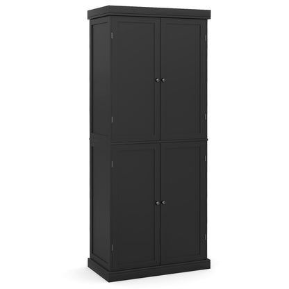 72.5 Inches Tall Buffet Cabinet with 6-Tier Shelves and 4 Doors-Black