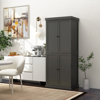 72.5 Inches Tall Buffet Cabinet with 6-Tier Shelves and 4 Doors-Black