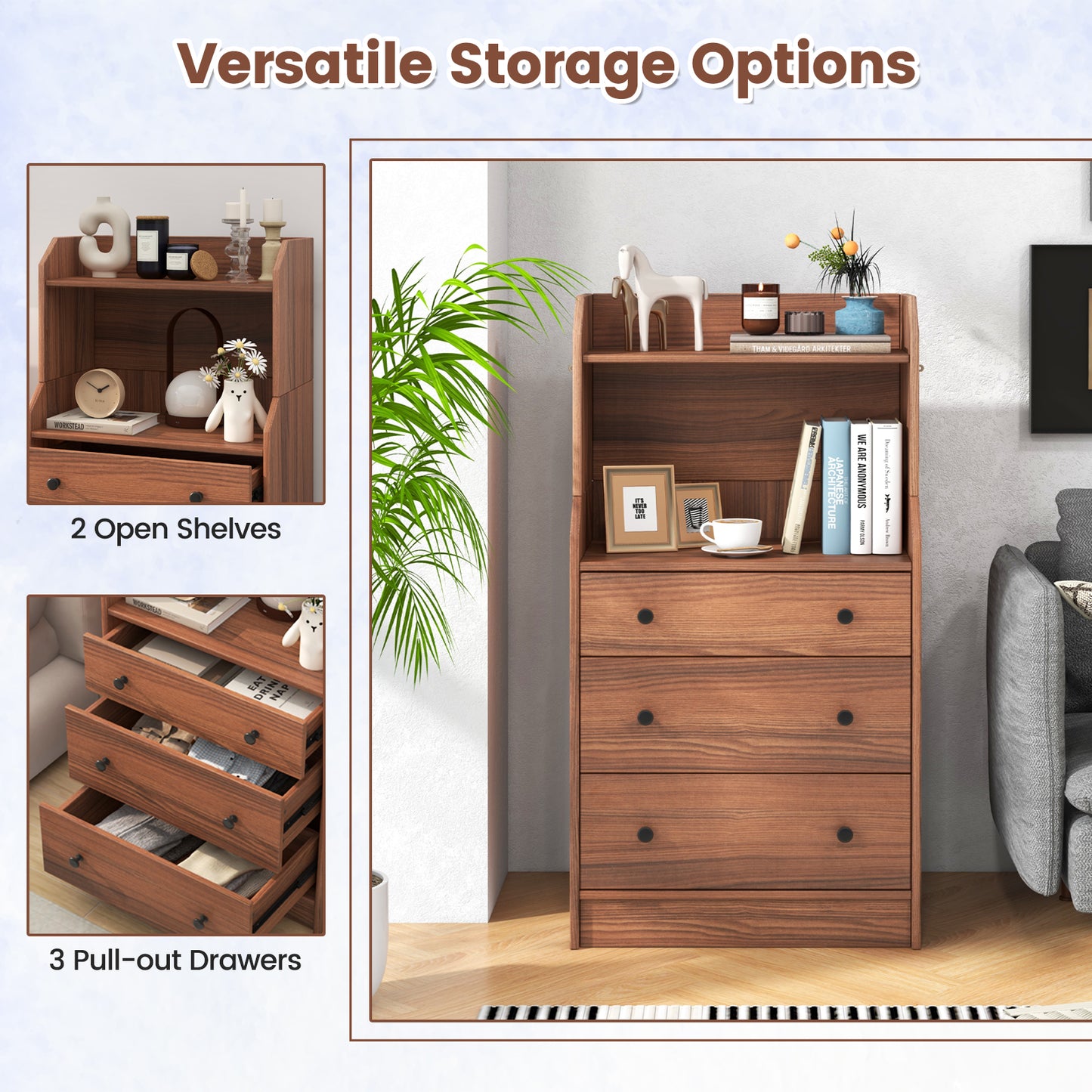 Storage Dresser with Anti-Toppling Device, 44" Tall